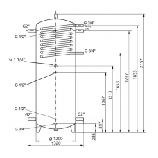 Теплоакумулятор Thermo Alliance TAI-10 2000 з теплообмінником 1,4 кв. м без ізоляції Теплоакумулятор Thermo Alliance TAI-10 2000 з теплообмінником 1,4 кв. м без ізоляції